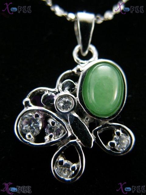 cygz00023 New Green Jade Plated Silver Chain Butterfly Necklace 2