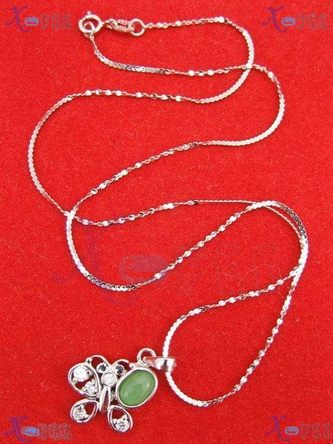 cygz00023 New Green Jade Plated Silver Chain Butterfly Necklace 3