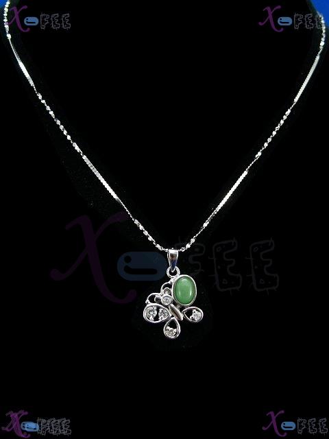 cygz00023 New Green Jade Plated Silver Chain Butterfly Necklace 4