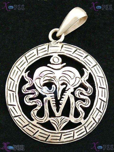 cygz00044 Fad Stamped 925 Sterling Silver Handmade Circle Collection Lucky Carved Pendant 1
