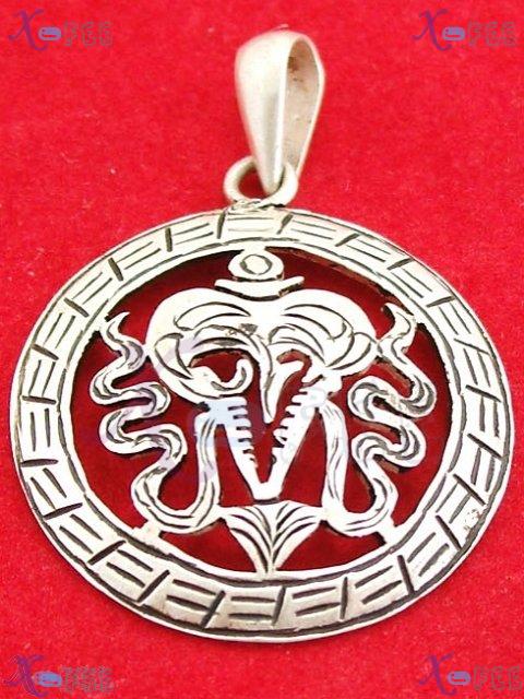 cygz00044 Fad Stamped 925 Sterling Silver Handmade Circle Collection Lucky Carved Pendant 2