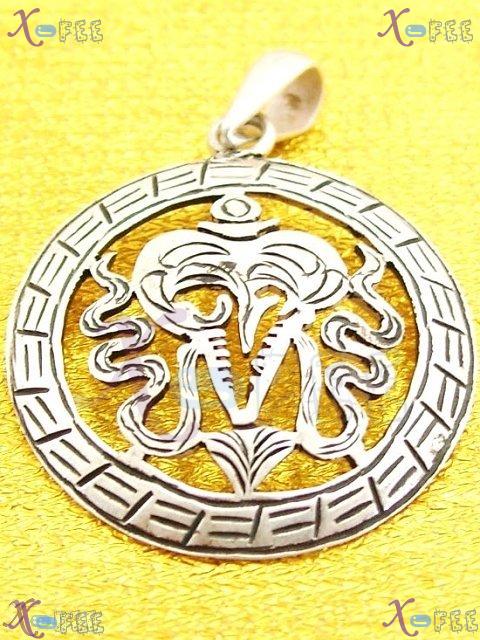 cygz00044 Fad Stamped 925 Sterling Silver Handmade Circle Collection Lucky Carved Pendant 3