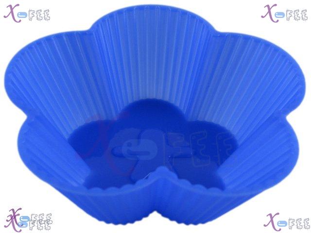 dgmj00008 2PCS Blue Flower KITCHEN DIY FOOD Dining Silicone Bakeware Cupcake Baking Molds 3