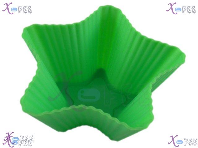 dgmj00010 3PCS Green Endurable Holiday MUFFINS Star Silicone Bakeware Cupcake Baking Molds 3