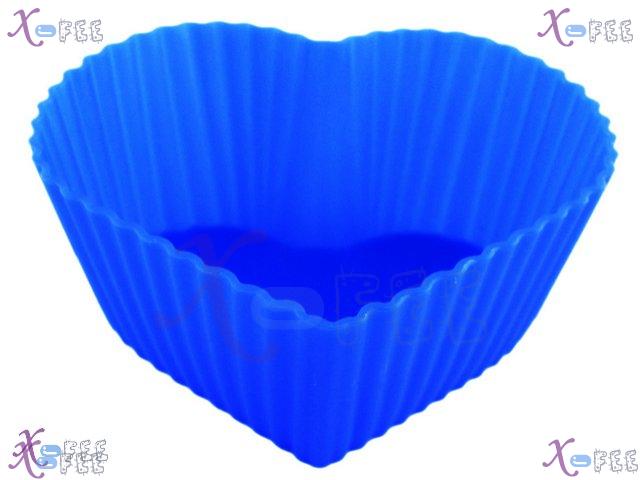 dgmj00014 3PCS Kitchen Blue Heart Silicone DIY FOOD Bakeware Muffins Cupcake Baking Molds 2
