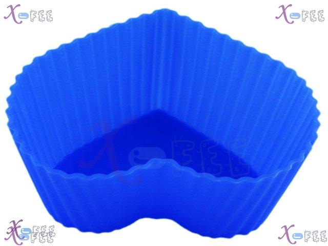 dgmj00014 3PCS Kitchen Blue Heart Silicone DIY FOOD Bakeware Muffins Cupcake Baking Molds 3