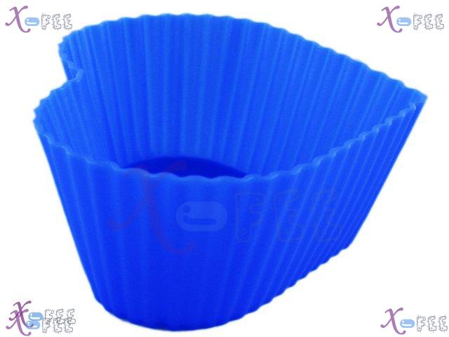 dgmj00014 3PCS Kitchen Blue Heart Silicone DIY FOOD Bakeware Muffins Cupcake Baking Molds 4
