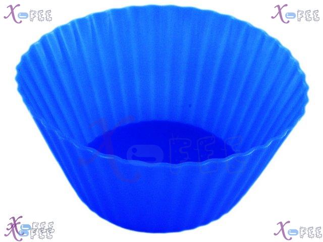 dgmj00015 3PCS Kitchen Blue Round Silicone DIY FOOD MUFFINS Bakeware Cupcake Baking Molds 1