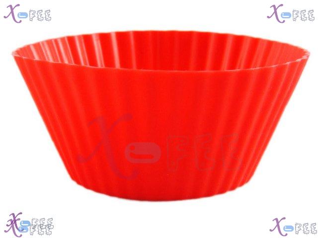 dgmj00016 3PCS Kitchen Design Dining Craft Red Round Silicone Bakeware Cupcake Baking Mold 2
