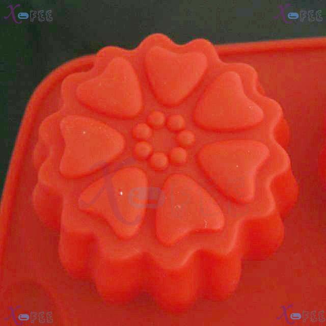 dgmj00019 Kitchen Red Silicone Bakeware 4 Different Cup Design Baking Mold Jelly Cake Pan 4