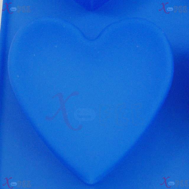 dgmj00023 Kitchen Dining Blue Silicone Bakeware 4 Heart Design Baking Mold Jelly Cake Pan 2