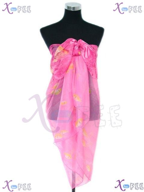 estj00030 New Wrap Dress Skirt Cover-up Hawaii Sarong Beach Pink Yellow Fish 68*36 Scarf 2