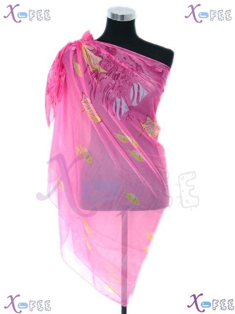 estj00030 New Wrap Dress Skirt Cover-up Hawaii Sarong Beach Pink Yellow Fish 68*36 Scarf 3
