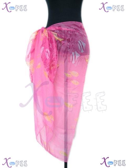 estj00030 New Wrap Dress Skirt Cover-up Hawaii Sarong Beach Pink Yellow Fish 68*36 Scarf 4