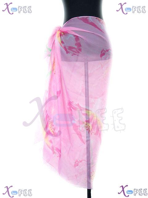 estj00054 Hot! Hawaii Wrap Sarong Cover-up Shawl Dress Skirt Pink Lotus Flower Beach Scarf 2