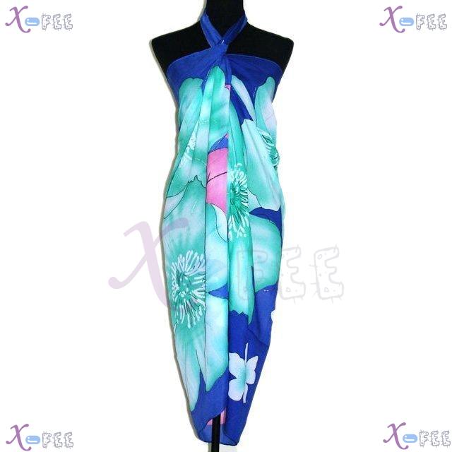 estj00234 Greenish Plum Blossom Bronzing Dress Wrap Cover-up Swimwear Scarf Beach Sarong 2
