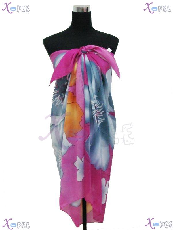 estj00246 Purple Gray Bronzing Dress Wrap Orange Cover-up Plum Blossom Scarf Beach Sarong 1