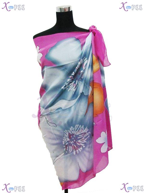 estj00246 Purple Gray Bronzing Dress Wrap Orange Cover-up Plum Blossom Scarf Beach Sarong 2