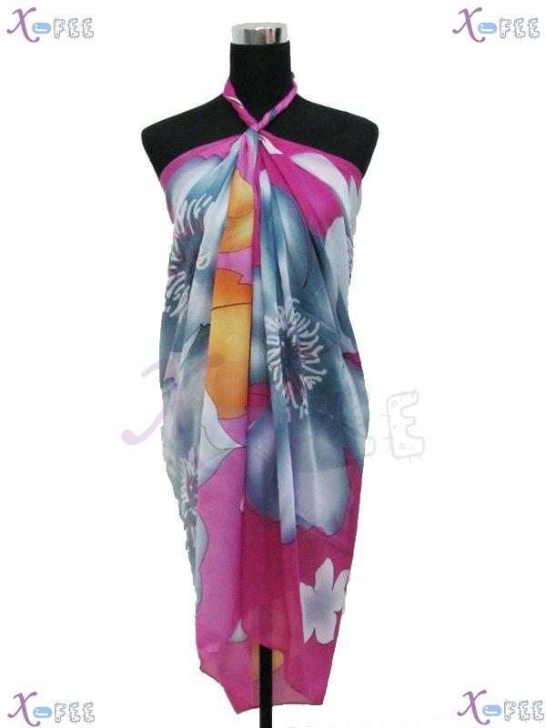 estj00246 Purple Gray Bronzing Dress Wrap Orange Cover-up Plum Blossom Scarf Beach Sarong 4