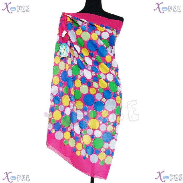 estj00248 New Hawaii Wrap Cover-up Italy Muslin Multi-color Dots Woman Scarf Beach Sarong 1