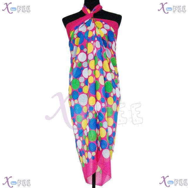 estj00248 New Hawaii Wrap Cover-up Italy Muslin Multi-color Dots Woman Scarf Beach Sarong 2