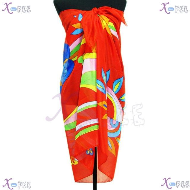 estj00273 Hawaii Cover-up Wrap Multi-color Abstract Western Beach Sarong Swimwear Scarf 2