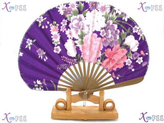 fan00062 New Chinese Ethnicities Design Purple Flower Silk Collection Crafts Folding Fan 1