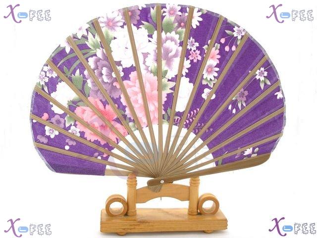 fan00062 New Chinese Ethnicities Design Purple Flower Silk Collection Crafts Folding Fan 2