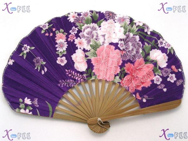 fan00062 New Chinese Ethnicities Design Purple Flower Silk Collection Crafts Folding Fan 3