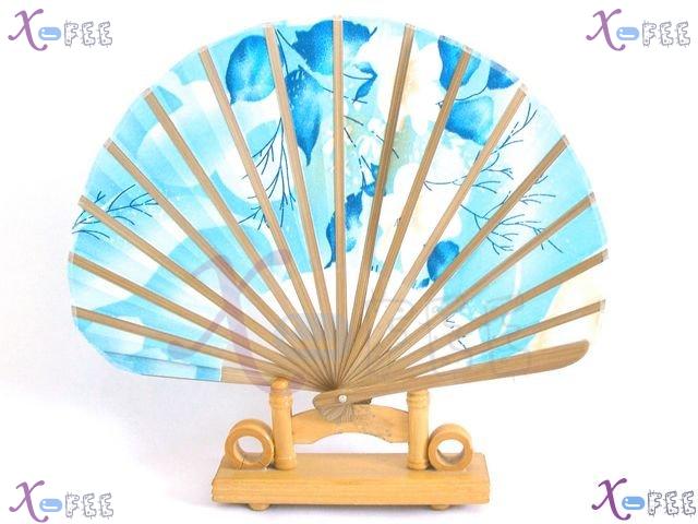 fan00105 New Asian Culture White Crafts Flowers Design Handmade Collection Folding Fan 4