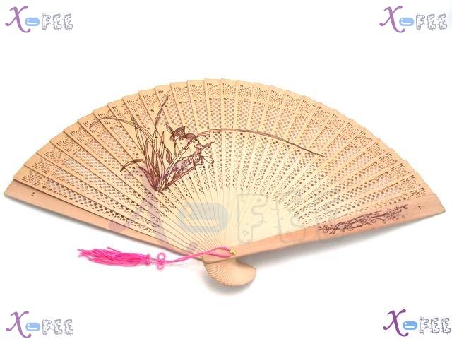 fan00200 New China Cultures Bamboo Collections Orchid Ornament Sandalwood Folding Fan 2