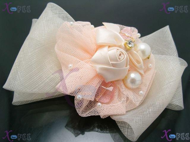 fj00233 New Wedding Flower Bowknot Fashion Craftworks Design  Pearl Imitation Barrette 1