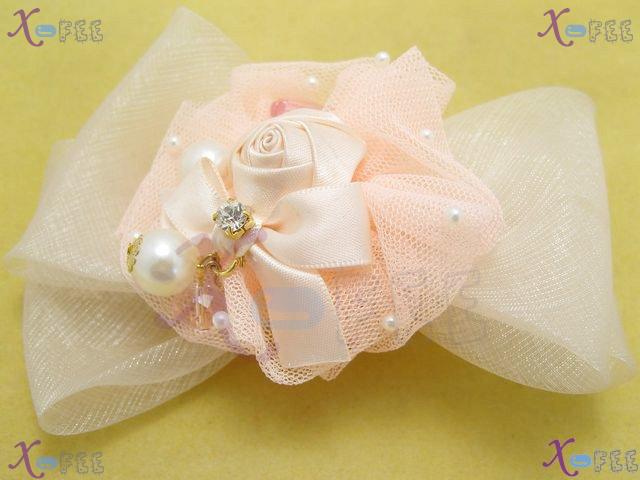 fj00233 New Wedding Flower Bowknot Fashion Craftworks Design  Pearl Imitation Barrette 3