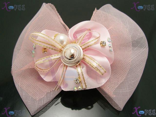 fj00236 Flower Bowknot Hair Fashion Craftworks Design Jewelry Pearl Imitation Barrette 1