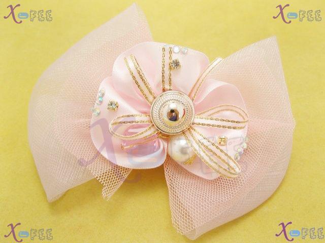 fj00236 Flower Bowknot Hair Fashion Craftworks Design Jewelry Pearl Imitation Barrette 3