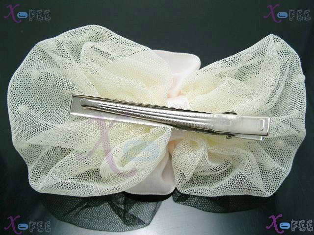 fj00239 Voile Flower Bowknot Fashion Craftworks Design Jewelry Pearl Imitation Barrette 2