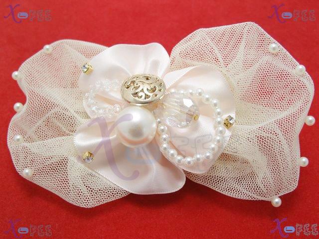 fj00239 Voile Flower Bowknot Fashion Craftworks Design Jewelry Pearl Imitation Barrette 3