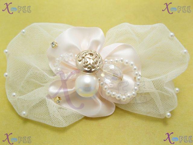 fj00239 Voile Flower Bowknot Fashion Craftworks Design Jewelry Pearl Imitation Barrette 4