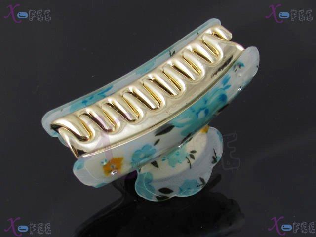 fj00303 Blue 2 Layers Golden Claw Acrylic Crystal With Screw Flower Hair Jewelry Clamp 1