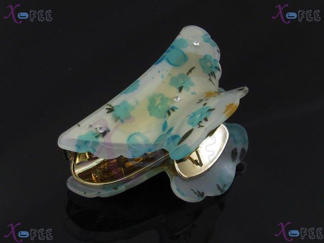 fj00303 Blue 2 Layers Golden Claw Acrylic Crystal With Screw Flower Hair Jewelry Clamp 2