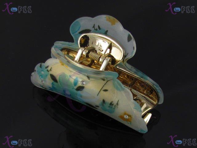 fj00303 Blue 2 Layers Golden Claw Acrylic Crystal With Screw Flower Hair Jewelry Clamp 3