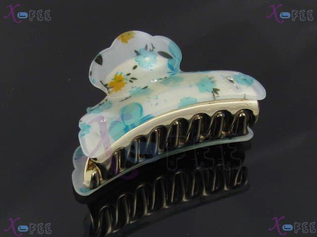 fj00303 Blue 2 Layers Golden Claw Acrylic Crystal With Screw Flower Hair Jewelry Clamp 4