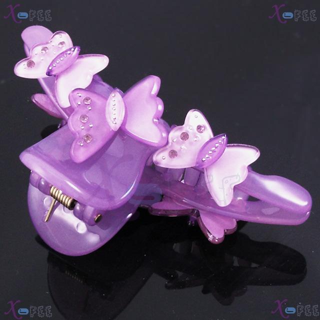 fj00323 Purple Butterfly Woman Acrylic Claw Metal Beads Deco Crystal Hair Jewelry Clamp 2