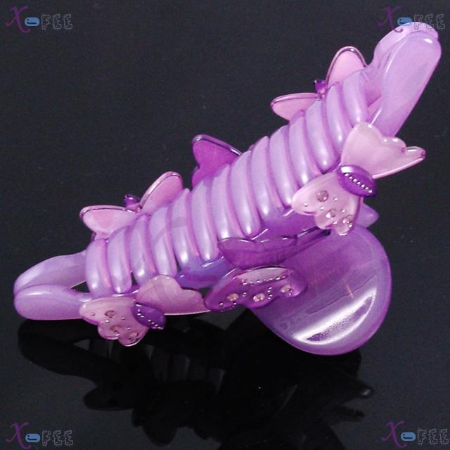 fj00323 Purple Butterfly Woman Acrylic Claw Metal Beads Deco Crystal Hair Jewelry Clamp 3