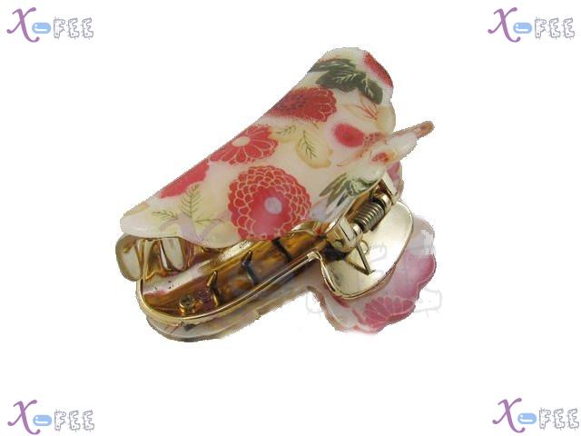 fj00370 Red Fashion Flower Acrylic With Screw Hair Jewelry Golden 2 Layers Claws Clamp 4