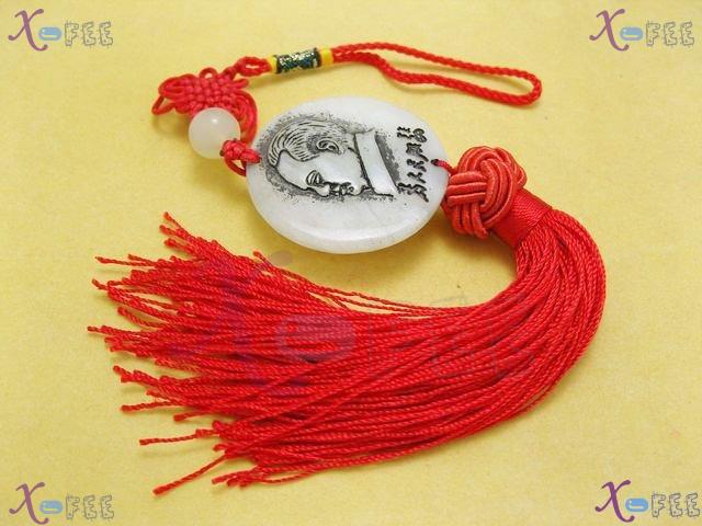gj00014 Chinese Cultures Charm Lucky Portrait Jade Crafts Red Tassel Knot Charm Pendant 1