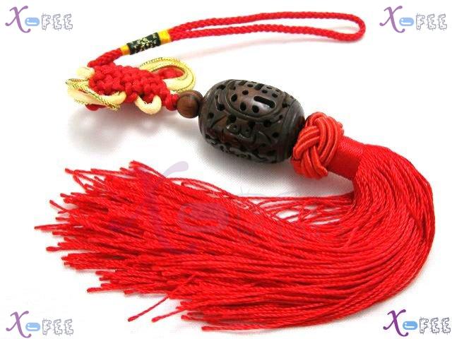 gj00017 Chinese Collection Ornament Red Lucky Craftworks Wood Tassel Knot Charm Pendant 1