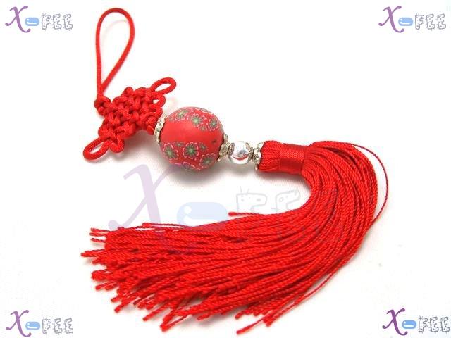 gj00048 Hot Red Chinese Knot Ornament Charm Crafts Hand-painted Pottery Car Deco Pendant 1