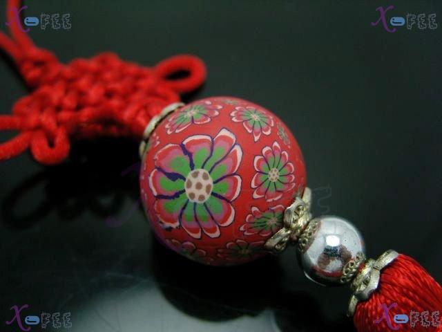 gj00048 Hot Red Chinese Knot Ornament Charm Crafts Hand-painted Pottery Car Deco Pendant 3