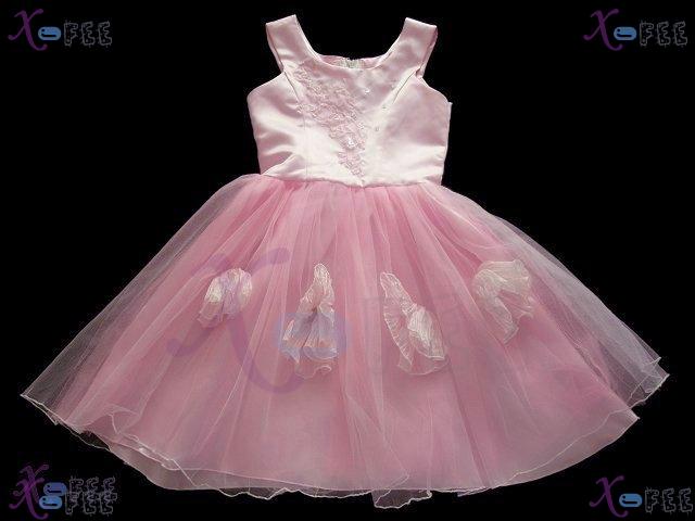 hstd00002 Girl's Pink Wedding Pageant Party Flower Prom Dress 1